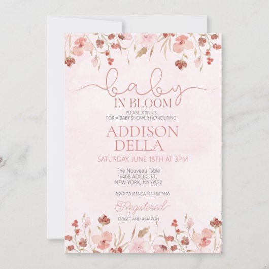 ベビーイン開花ベビーシャワー春夏フローラ 招待状 (正面)