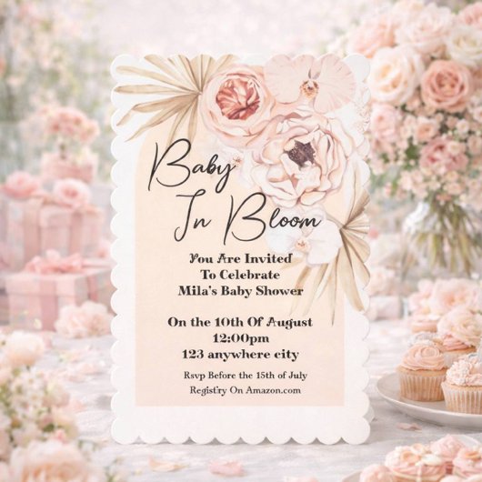 ベビーイン開花ベビーシャワー 招待状