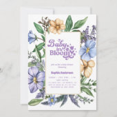 ベビーイン開花ベビーシャワー – 植物水彩色 招待状 (正面)