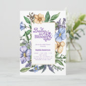 ベビーイン開花ベビーシャワー – 植物水彩色 招待状 (スタンド正面)