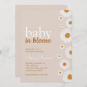 ベビーイン開花ホワイトフラワーベビーシャワー招待状 招待状 (正面/裏面)