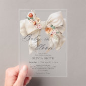 ベビーイン開花ホワイトボウフローラベビーシャワー アクリル招待状 (インサイチュ (ポータブル))