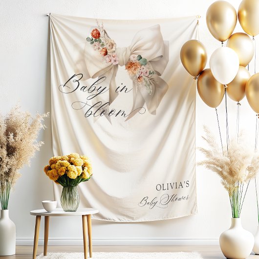 ベビーイン開花ホワイトボウフローラベビーシャワー タペストリー