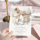 ベビーイン開花ホワイトボウ秋フローラベビーシャワー 招待状