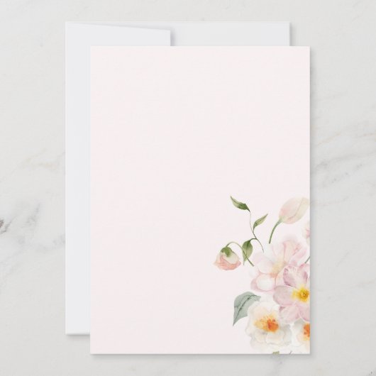 ベビーイン開花ボウソフトピンク赤ちゃんシャワー招待状 招待状 (裏面)