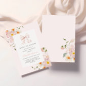 ベビーイン開花ボウソフトピンク赤ちゃんシャワー招待状 招待状