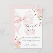 ベビーイン開花ボウピンクサンキューカード 招待状 (正面/裏面)