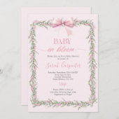 ベビーイン開花ボウベイビーシャワーガール 招待状 (正面/裏面)