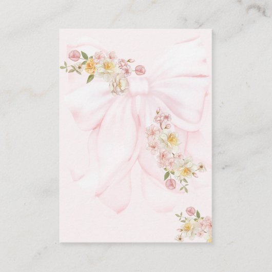 ベビーイン開花ボウ春ガーデンガールベビーシャワー エンクロージャーカード (裏面)