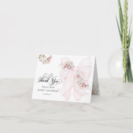 ベビーイン開花ボウ春ガーデンガールベビーシャワー サンキューカード (正面)