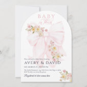 ベビーイン開花ボウ春ガーデンガールベビーシャワー 招待状 (正面)