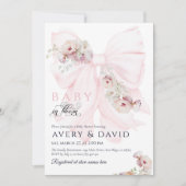 ベビーイン開花ボウ春ガーデンガールベビーシャワー 招待状 (正面)