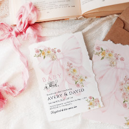 ベビーイン開花ボウ春ガーデンガールベビーシャワー 招待状