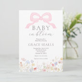 ベビーイン開花ボウ赤ちゃんシャワー招待状 招待状 (スタンド正面)