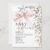ベビーイン開花ボウ赤ちゃんシャワー招待状 招待状 (正面)