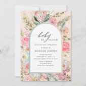 ベビーイン開花ボヘミアンフローラベビーシャワー招待状 (正面)