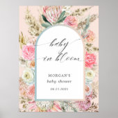 ベビーイン開花ボヘミアンフローラベビーシャワー招待状 ポスター (正面)