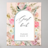ベビーイン開花ボヘミアンベビーシャワーゲストブックサイン ポスター (正面)