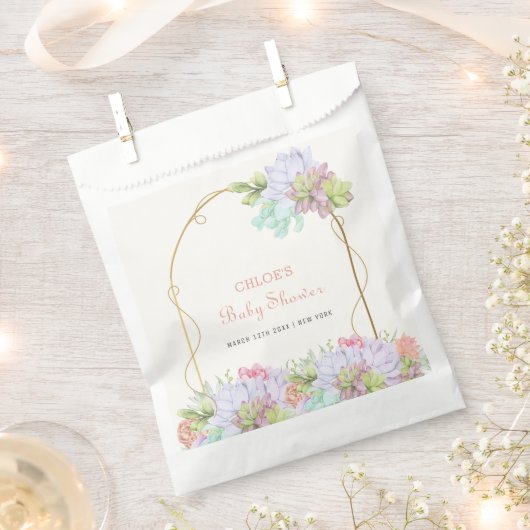 ベビーイン開花ボホアーチカボスベビーシャワー フェイバーバッグ (クリップ留めされた状態)