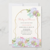 ベビーイン開花ボホアーチカボスベビーシャワー 招待状 (正面)