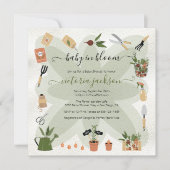 ベビーイン開花ボホガーデンベビーシャワー招待状 招待状 (正面)