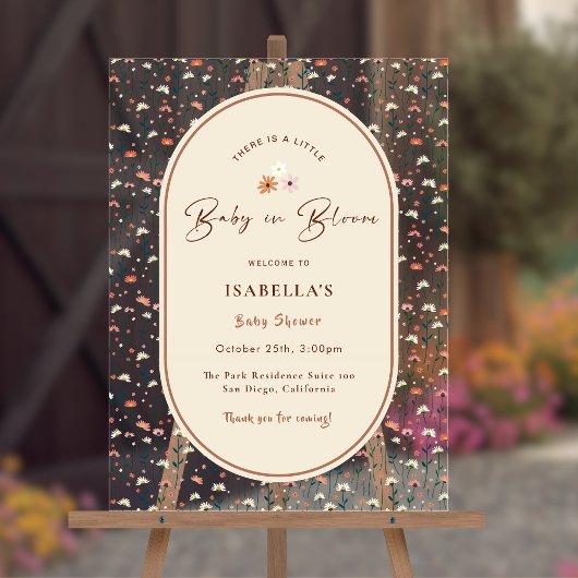 ベビーイン開花ボホシックフローラガーデンパーティーシャワー アクリルサイン