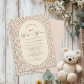 ベビーイン開花ボホシックフローラガーデンパーティーシャワー 招待状