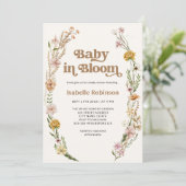 ベビーイン開花ボホシックフローラクリームベビーシャワー 招待状 (スタンド正面)