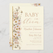 ベビーイン開花ボホニュートラルベビーシャワー 招待状 (正面/裏面)