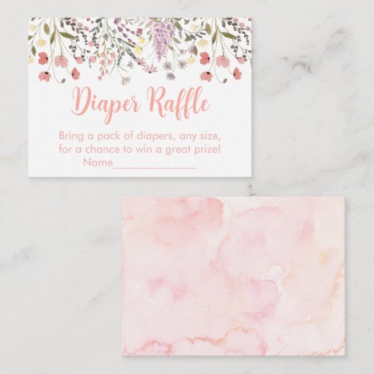 ベビーイン開花ボホワイルドフラワーベビーおむつラッフル エンクロージャーカード (正面/裏面)