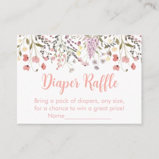 ベビーイン開花ボホワイルドフラワーベビーおむつラッフル エンクロージャーカード (正面)