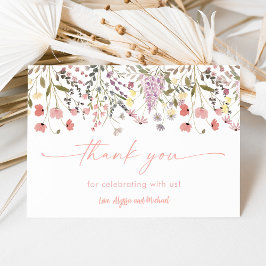 ベビーイン開花ボホワイルドフラワーベビーシャワー サンキューカード