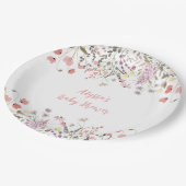 ベビーイン開花ボホワイルドフラワーベビーシャワー ペーパープレート (アングル)