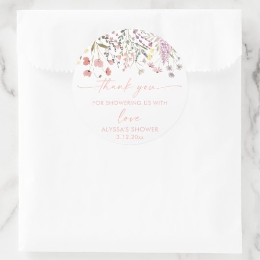 ベビーイン開花ボホワイルドフラワーベビーシャワー ラウンドシール (バッグ)