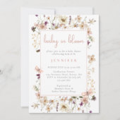 ベビーイン開花ボホワイルドフラワーベビーシャワー 招待状 (正面)