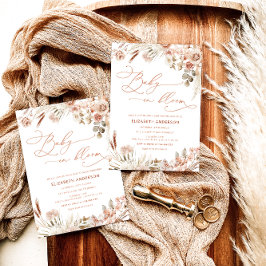 ベビーイン開花ボホ秋フローラベビーシャワー 招待状