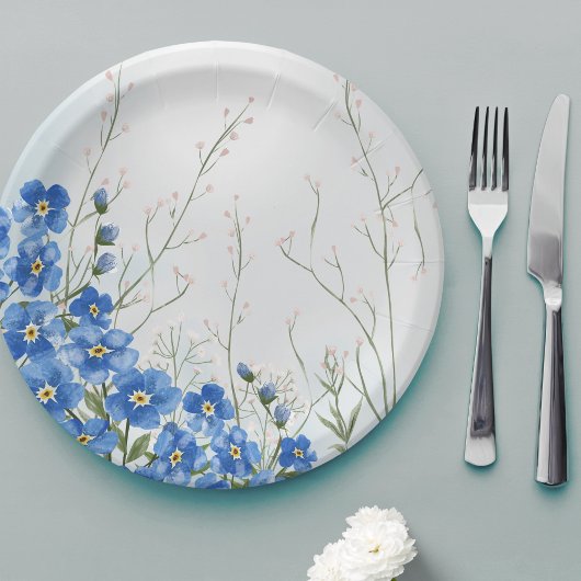 ベビーイン開花ボーイブルーフローラ春シャワー ペーパープレート