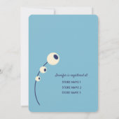 ベビーイン開花ライトブルーボーイベビーシャワー 招待状 (裏面)