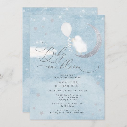 ベビーイン開花ラムボーイベビーシャワー招待状 招待状 (正面/裏面)