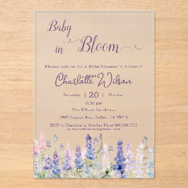 ベビーイン開花ルカラフルピン花ベビーシャワー アクリル招待状