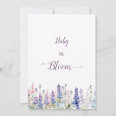 ベビーイン開花ルカラフルピン花ベビーシャワー 招待状 (裏面)