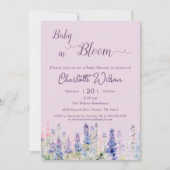 ベビーイン開花ルカラフルピン花ベビーシャワー 招待状 (正面)