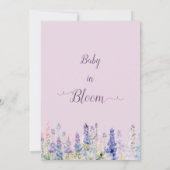 ベビーイン開花ルカラフルピン花ベビーシャワー 招待状 (裏面)
