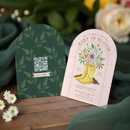 ベビーイン開花レインブーツフローラガーデンベビーシャワー 招待状