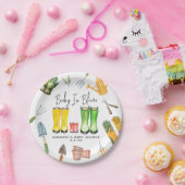 ベビーイン開花レッドレインブーツガーデニング赤ちゃんシャワー ペーパープレート (パーティー)