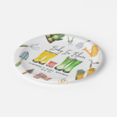 ベビーイン開花レッドレインブーツガーデニング赤ちゃんシャワー ペーパープレート (アングル)