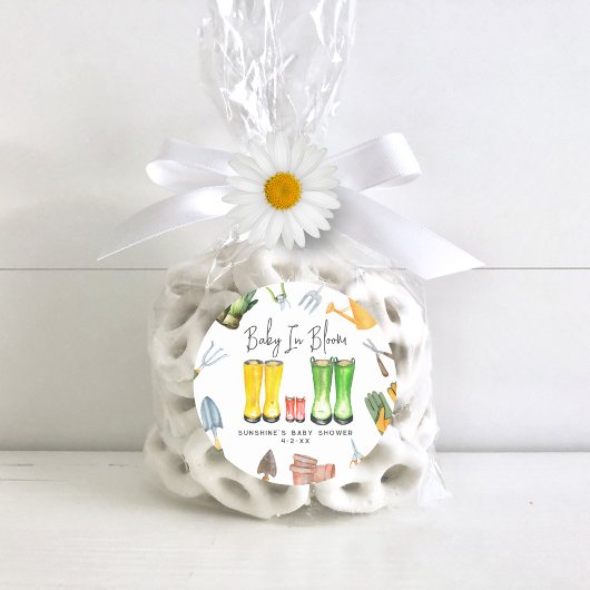 ベビーイン開花レッドレインブーツガーデニング赤ちゃんシャワー ラウンドシール