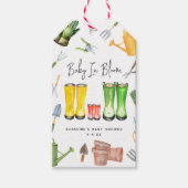 ベビーイン開花レッドレインブーツガーデニング ギフトタグ (正面)