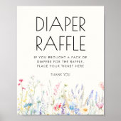 ベビーイン開花ワイルドフラワーおむつラッフルサイン ポスター (正面)