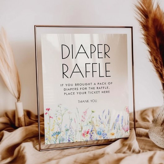 ベビーイン開花ワイルドフラワーおむつラッフルサイン ポスター